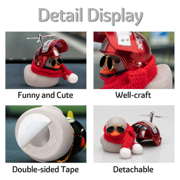 Wonuu Rubber Duck Toy Car Decoration Ornaments Dashboard Decorations Cool Glasses Duck with Propeller Helmet (Grey-Snowflake)