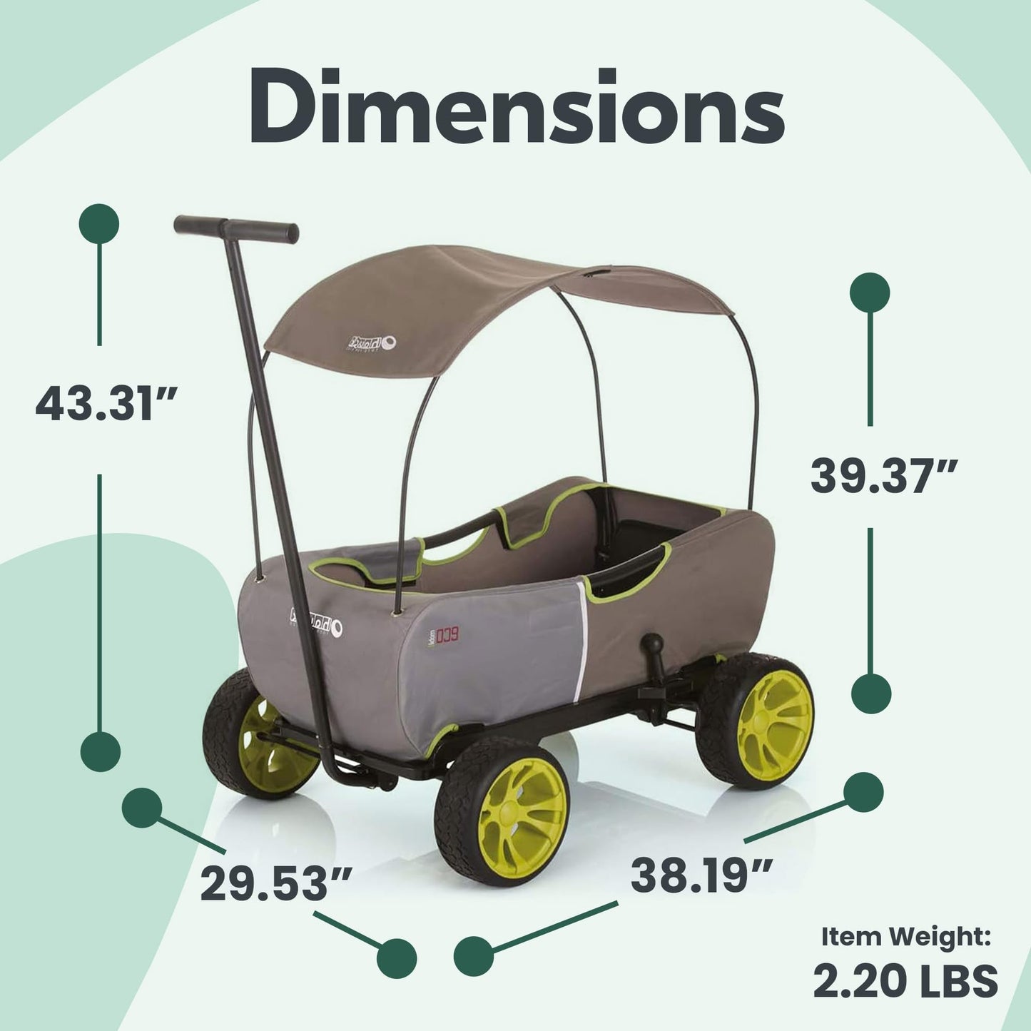 Hauck Eco Wagon With Multipurpose Hand Pulled Utility, Steel Tube Framing, And Easy Fold Feature For Kids Pull Along Wagons, Forest Green