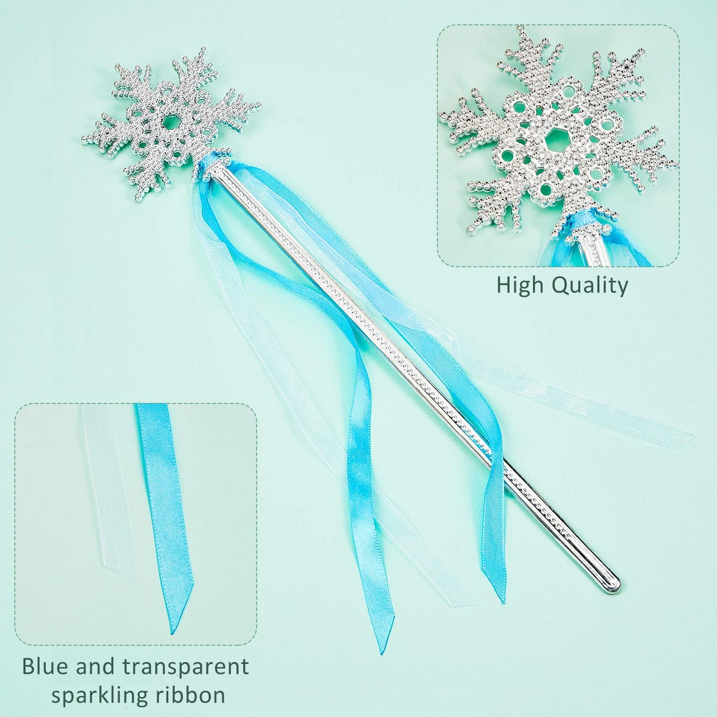 Gejoy Silver Snowflake Magic Wand - 36 Pcs Frozen Snowflake Princess Wand Winter Theme