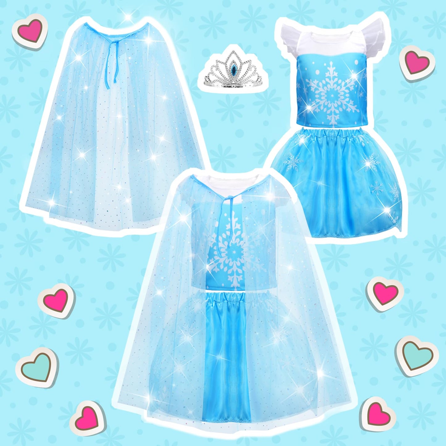 Princess Dresses For Girls, Princess Costume For Girls Age 3 4 5 6 7 8, Dress Up Clothes For Little Girls 3T-4T, 5T-6T, Gift For