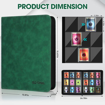 Old Canal Top Loader Binder 9 Pockets Card Binder Holds 252 Top Loaders enhanced Trading Card Collection Holder Top Loader Storage Album for TCG Sports Cards Dark Green (FOR TOP LOADERS ONLY)