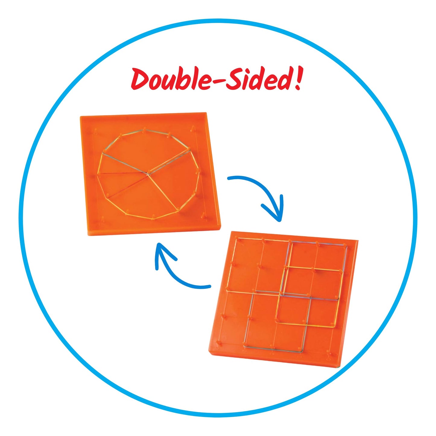 Hand2Mind Double-Sided Geoboards, Geoboards With Rubber Bands, Geometry Board, Kindergarten Math Manipulatives, Rubber Band Peg Board, Hands On Math Kit, Geometric Shapes For Classroom (Set Of 10)