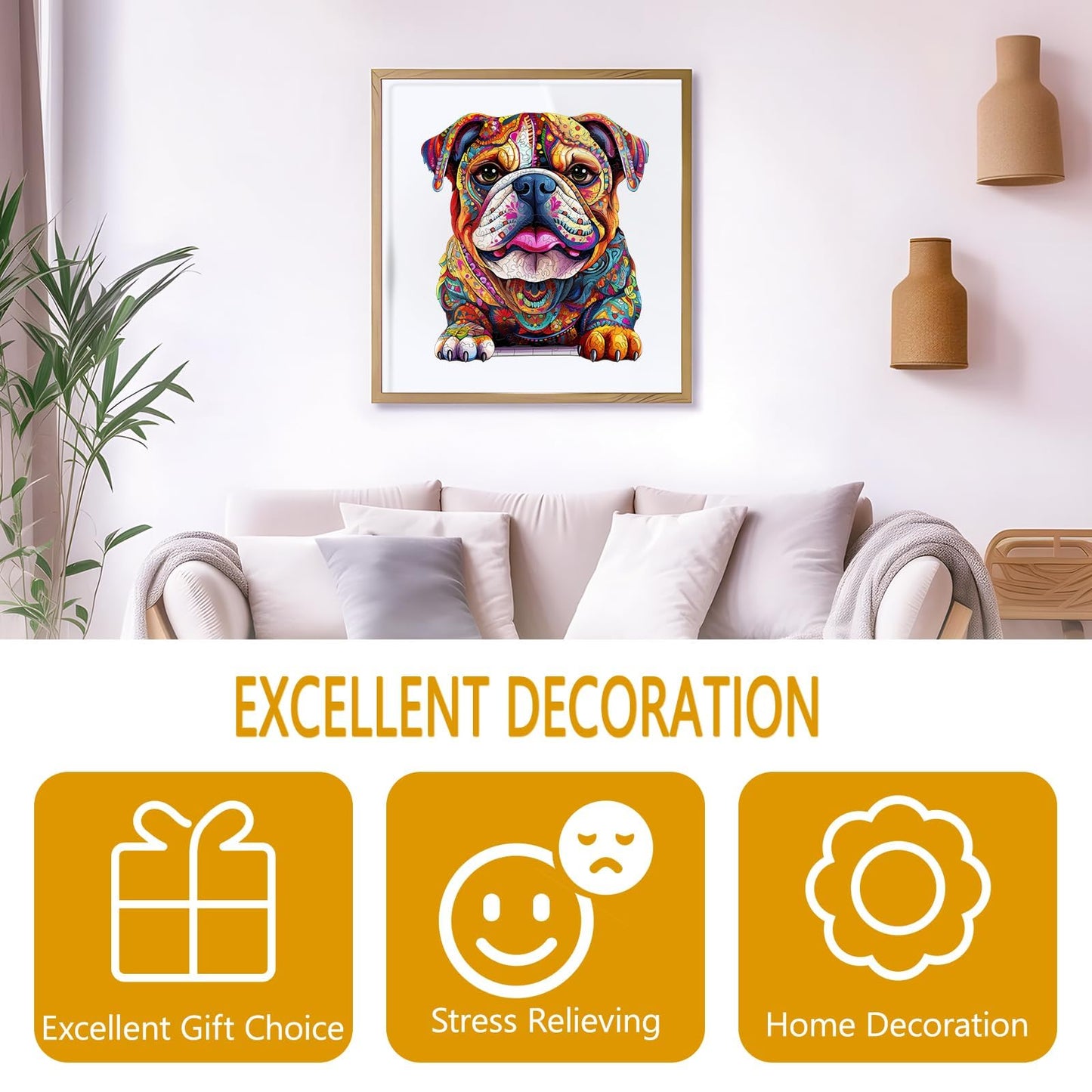 Wooden Puzzles for mature-themeds - Advanced Bulldog Wooden Puzzle Unique Shape Dog Puzzle Wooden Jigsaw Puzzles for mature-themeds Wood Puzzles mature-themed Perfect for Birthday Family Puzzles 10.2 x 9.4in 170pcs