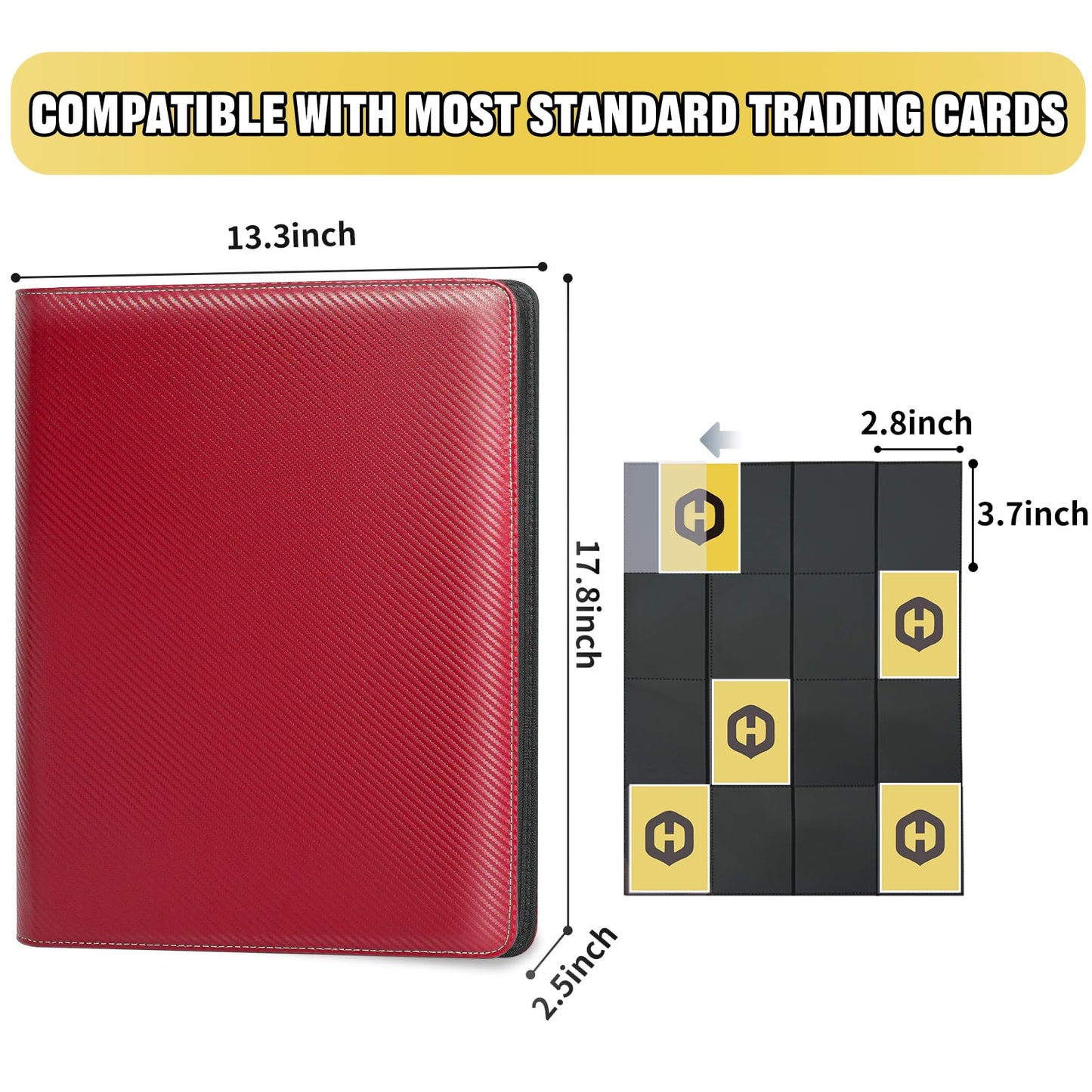 Hestech Premium Card Binder 1000 Pockets,Card Collection Binder 16 Pocket,Side Loading Card Binder With Zipper, Ringless Trading