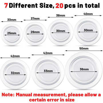 Boao 20 Pieces Piggy Bank Stopper Replacement Piggy Bank Plugs Bulk Rubber Saving Box Stopper(7 Sizes,Clear)
