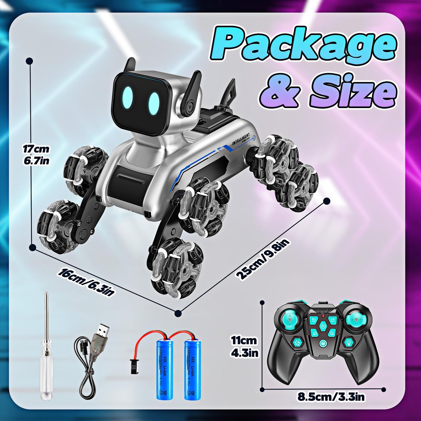 Yeriayha Robot Dog Toys for Age 8-13, 8WD Remote Control Cars Robot Dog Rc Car with Light & Sound, Toys Gifts for 6 7 8 9 10 11