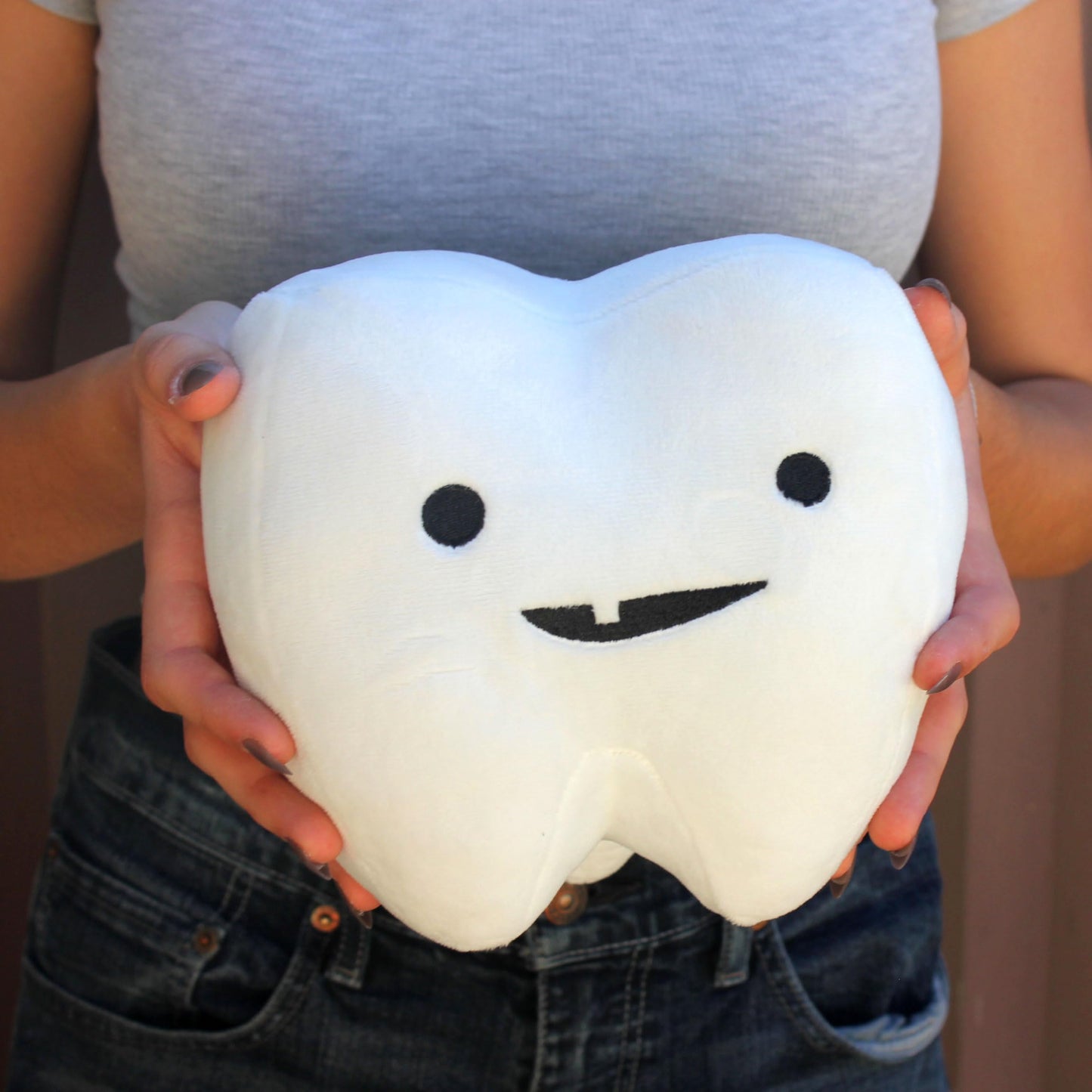 I Heart Guts Tooth Plush - Cute Dentist Gift for Kids & Students, 7" x 7" x 5.5", White, Model 696859091124