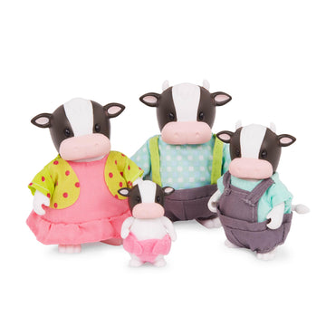 Li'l Woodzeez Moosicalmoo Cow Family - Set of 4 Posable Plastic Figures with Storybook - Multicolor - Ages 3+ - Model WZ6832C6SZ