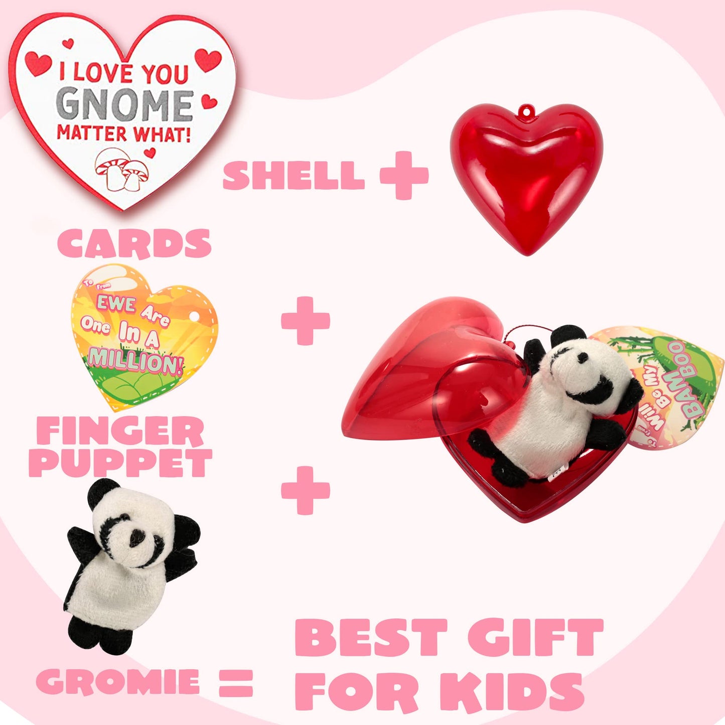 Joyin 28 Packs Valentines Day Prefilled Hearts With Plush Animal Finger Puppet And Valentins Card For Kids Classroom Exchange, V