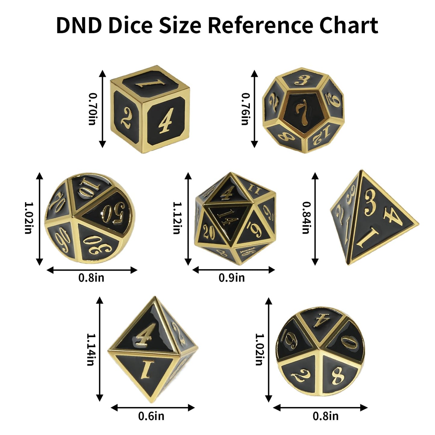 GU BEI TE Metal DND Dice Set,DND Dice 7-pcs Metal Polyhedral Dice Set with Gift Box for Dungeons and Dragons Role Playing Games(