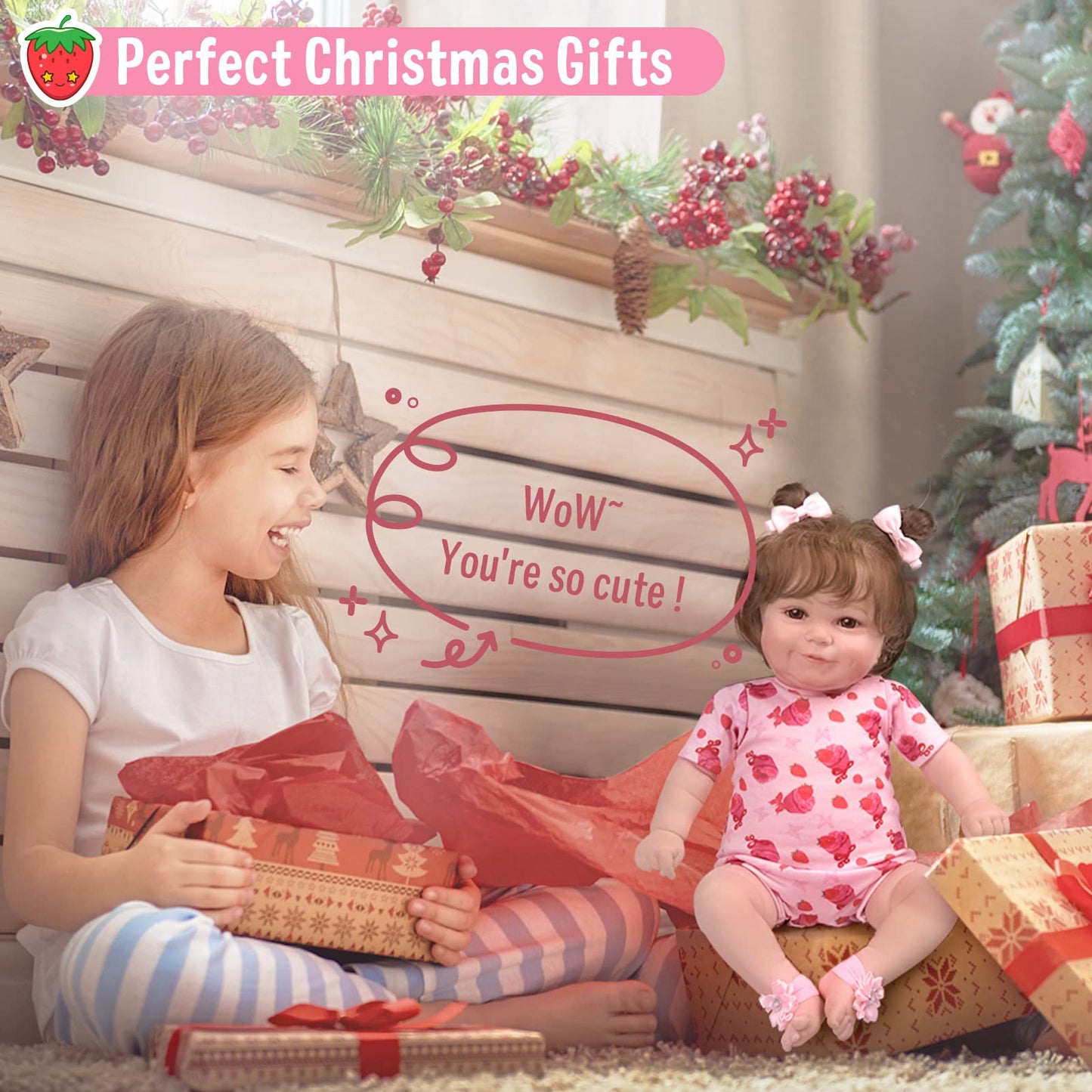 Jizhi Lifelike Reborn Baby Dolls - 20 Inch Soft Full Vinyl Body Realistic-Newborn Baby Dolls Adorable Poseable Real Life Baby Dolls With Feeding Kit & Gift Box For Kids Age 3 +