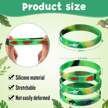 30 Pack Dinosaurs Silicone Wristbands Dinosaurs Wristband Bracelets Dinosaur Party Favors Bracelet Gifts Bag Stuffer for Jungle