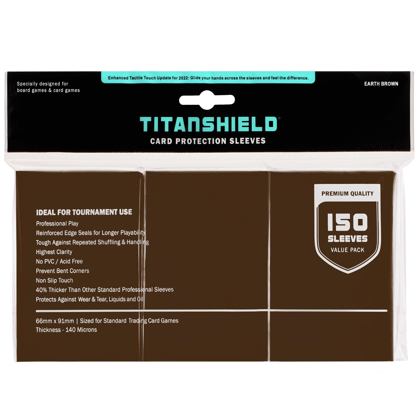 Titanshield (150 Sleeves, Earth Brown) Compatible With Standard Sized Board Games, Mtg Magic The Gathering, Pokemon, Lorcana And Trading Cards 2.5' X 3.5' 66X91Mm