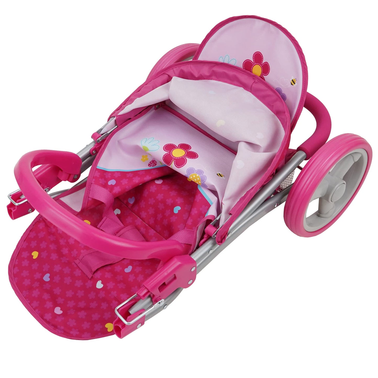 509 Crew 509: Garden Twin Doll Stroller - Kids Pretend Play, Front Swivel Wheels, Perfect Stroller For Twin Or Siblings Dolls, Ages 3+