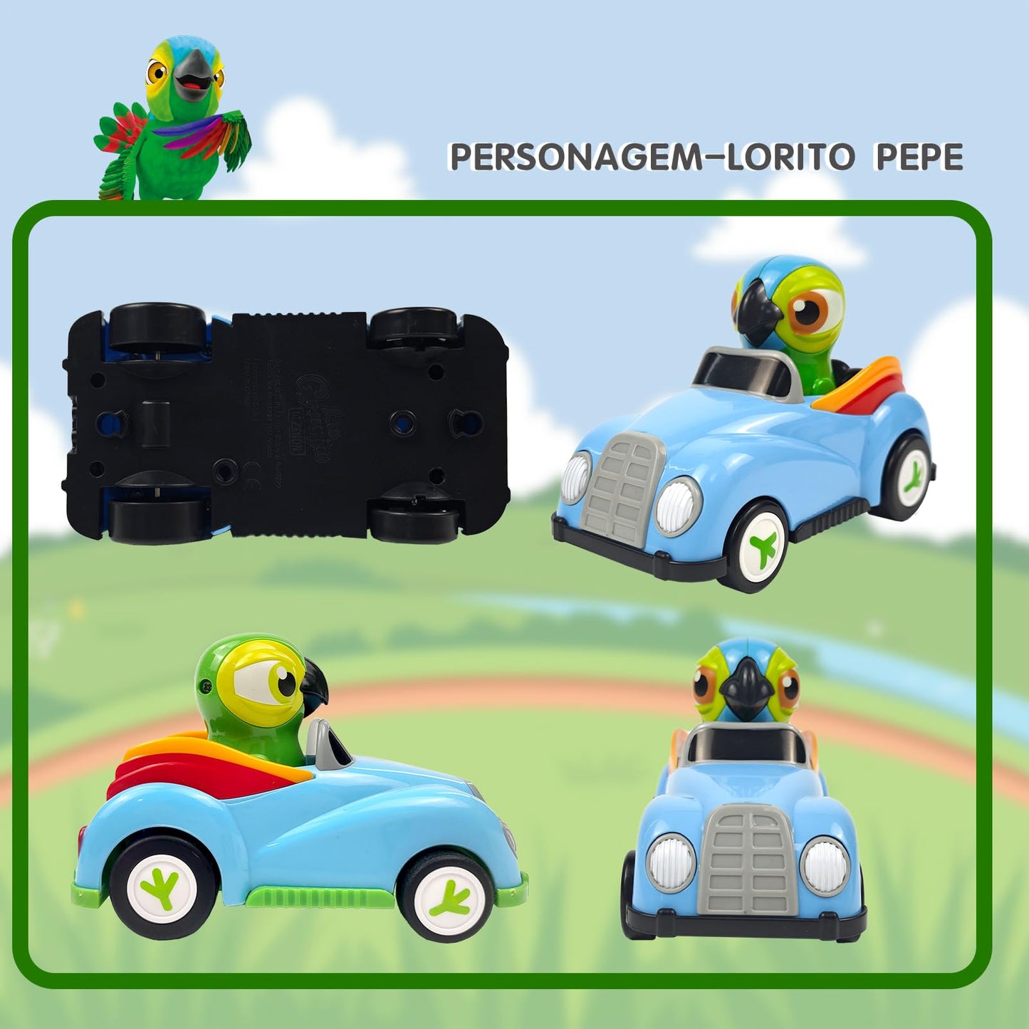 Toymaker La Granja De Zenon Pull Back Cars Lorito Pepe Bird Toys For Toddlers 1-3 Years Old Baby Car Toy Birthday Present For Bo