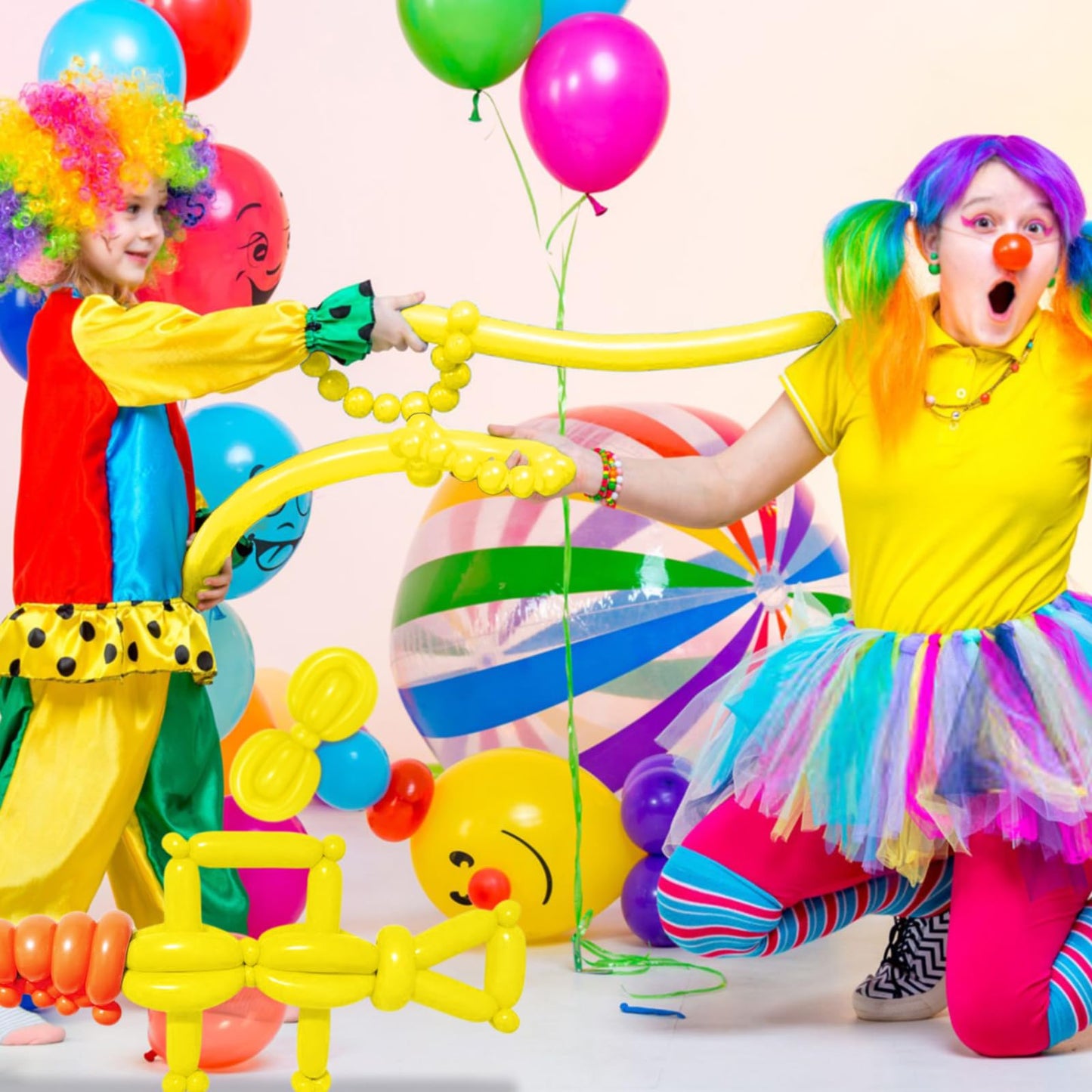 Lxzfcrg 260 Balloons Yellow Long Balloons For Balloon Animals, Thickening Long Skinny Latex Twisting Balloon For Balloon Garland