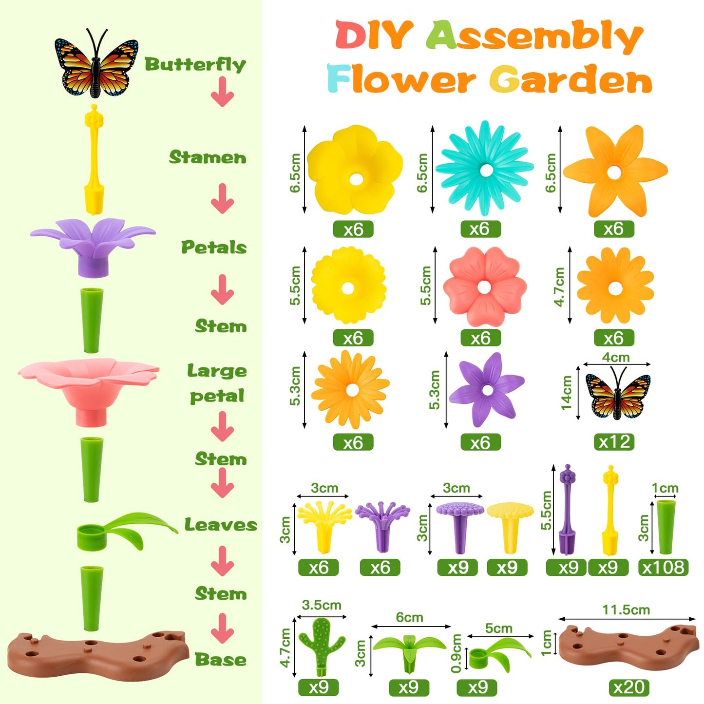 Funsland Kids Garden Toys For 3 4 5 6 7 Years Old - 272 Pcs Flower Building Set For Toddler Girl Toys