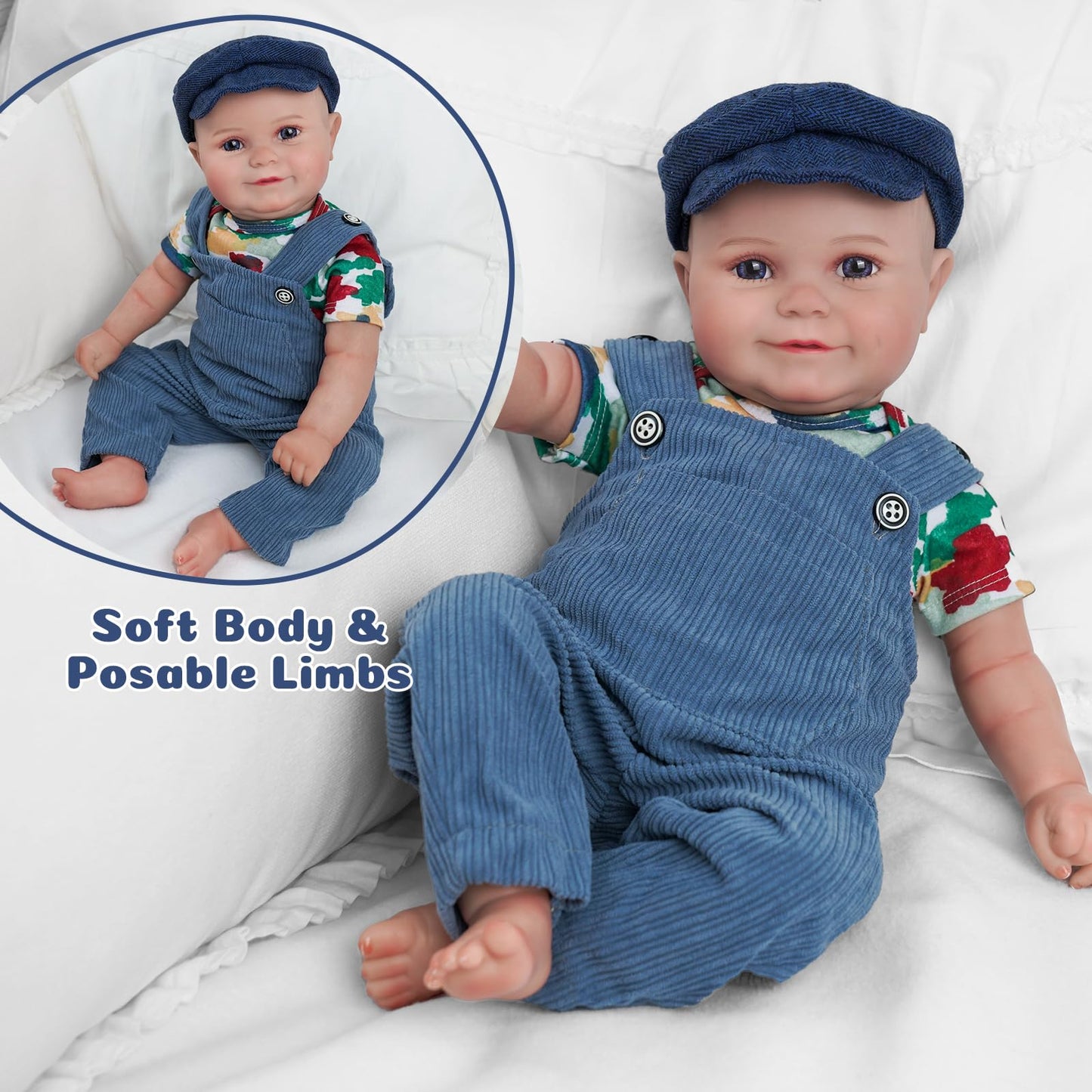 BABESIDE Reborn Baby Dolls Boy - 20 inch Handmade Realistic Soft Vinyl Body Life Like Realistic Newborn Baby Dolls for Girls Boy