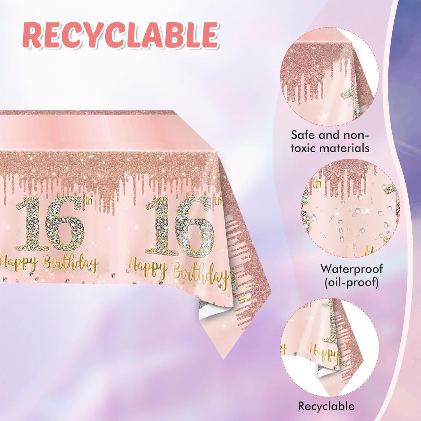 16Th Birthday Decorations For Girls Rose Gold Sweet 16 Birthday Party Decoration For Her 16Th Happy Birthday Plates And Napkins
