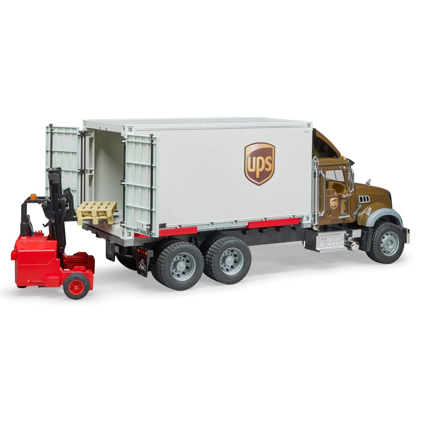 Bruder Toys 02828 Mack Granite UPS Logistics Truck with Forklift Vehicles-Toy