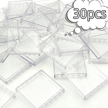 Zhx 30Pcs Clear Transparent Window House Building Brick Toy Classic Flat Plates Pieces And Parts Block Compatible With Major Brands (White)
