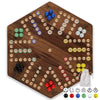Wahartoly 15" Wooden Fast Track Board Game for 4-6 Players, Burnt Color, Includes Marbles & Dice, Small Model