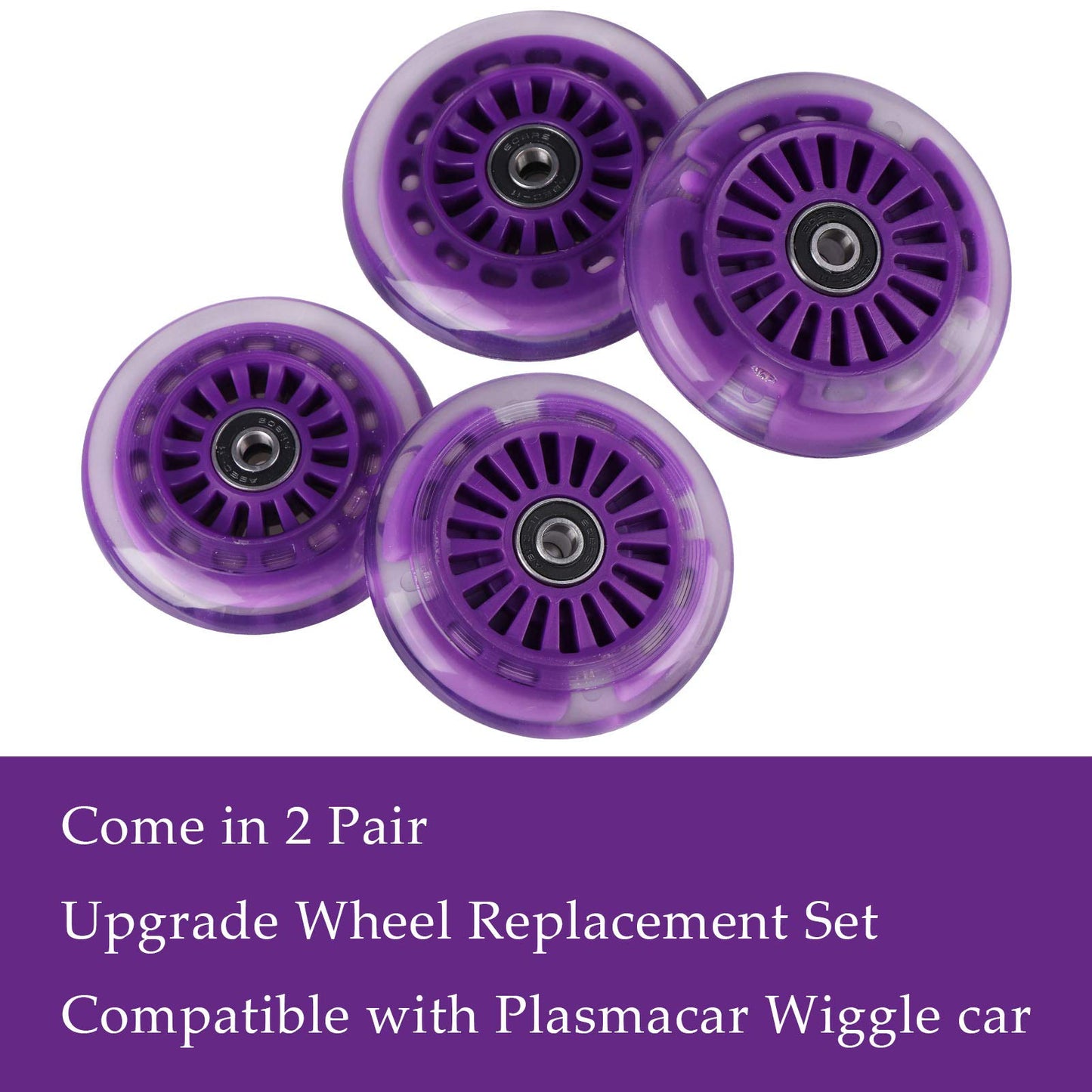 Wiggle Car Polyurethane Replacement Wheels Set Upgrade For Ride-On Toys (Purple)