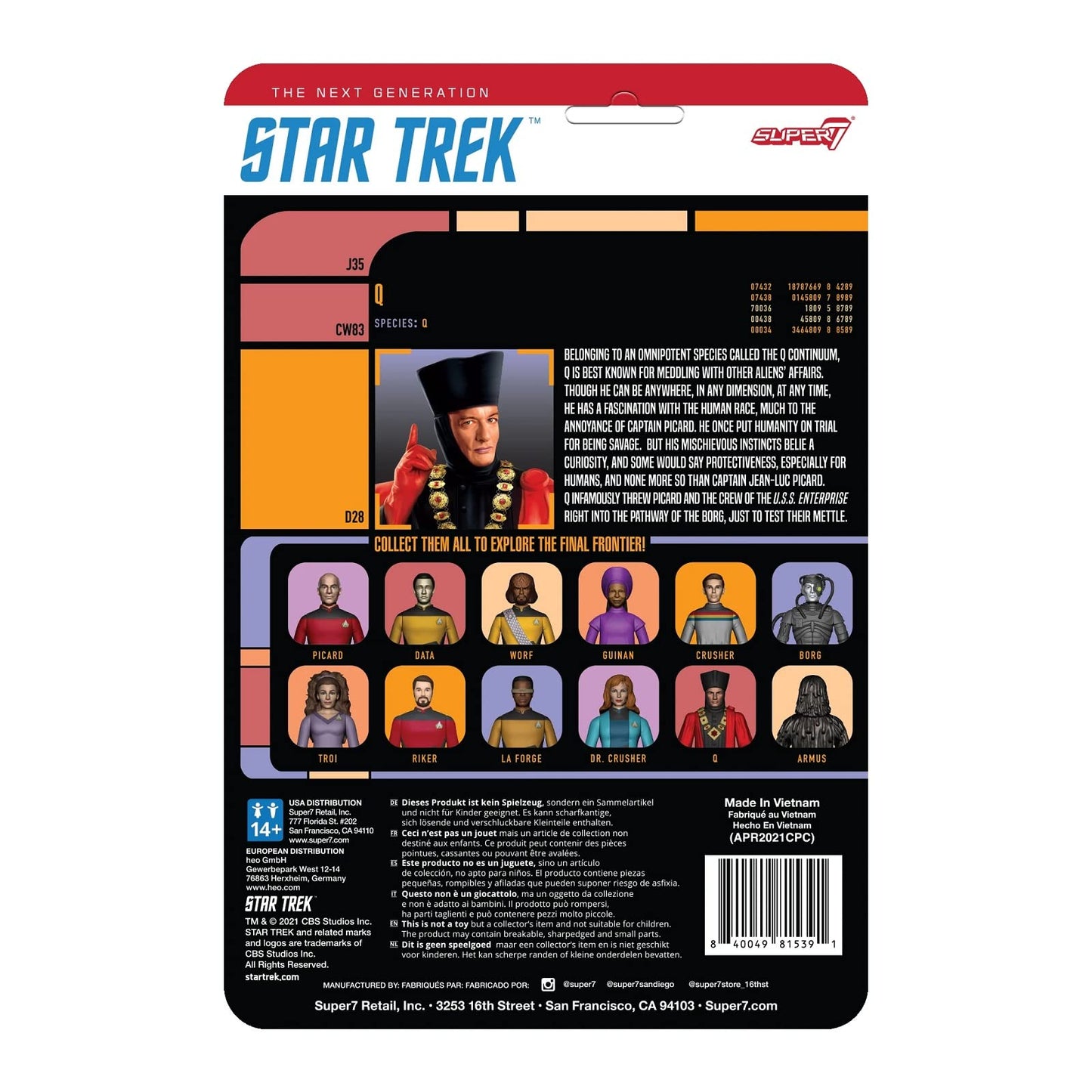 Super7 Star Trek: The Next Generation Q - 3.75' Star Trek Action Figure Classic Tv Show Collectibles And Retro Toys