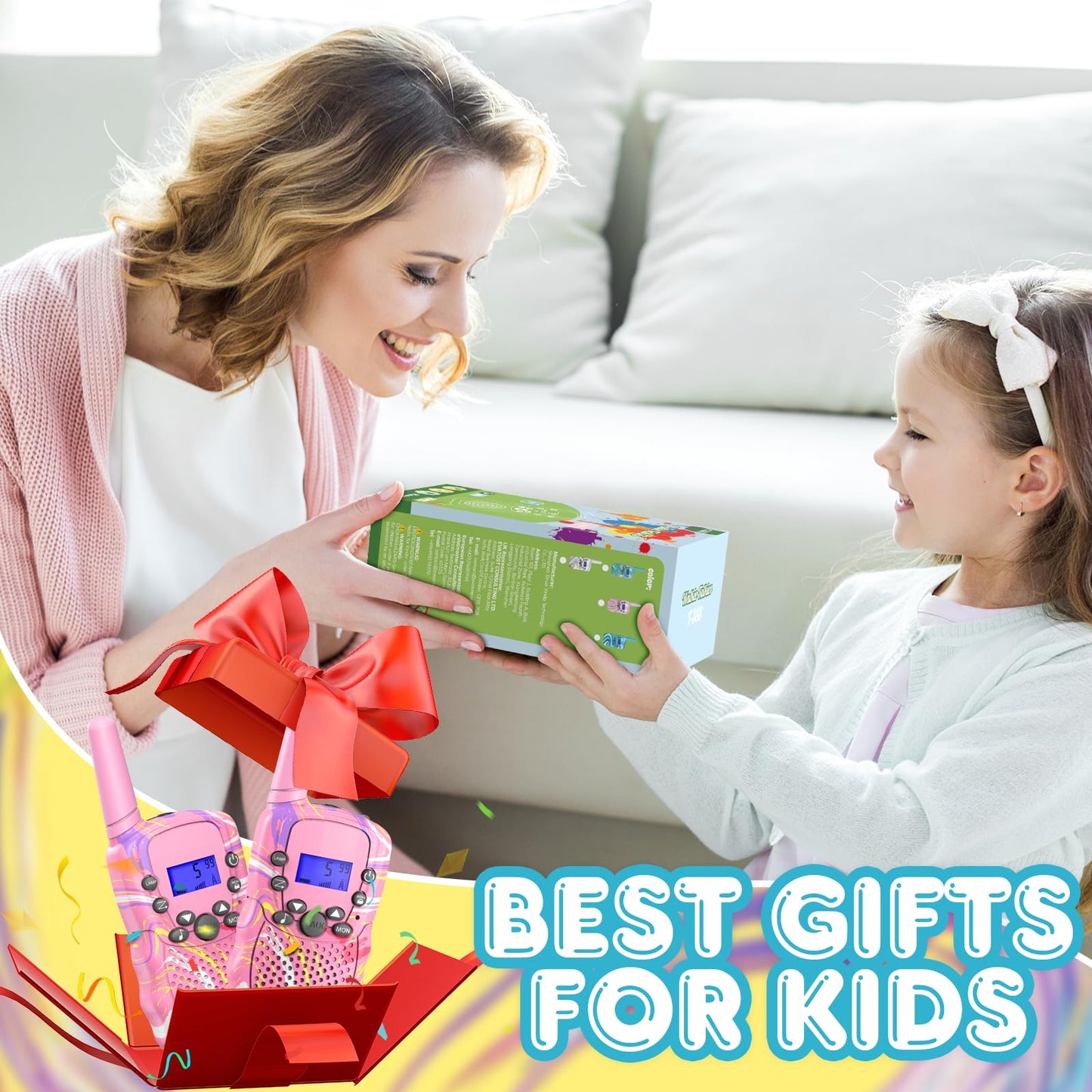 Selieve Gifts Toys For 3 4 5 6 Year Old Girls, Walkie Talkies For Kids 2 Pack With 22 Channels, Lcd Screen, Led Flashlight & Vox
