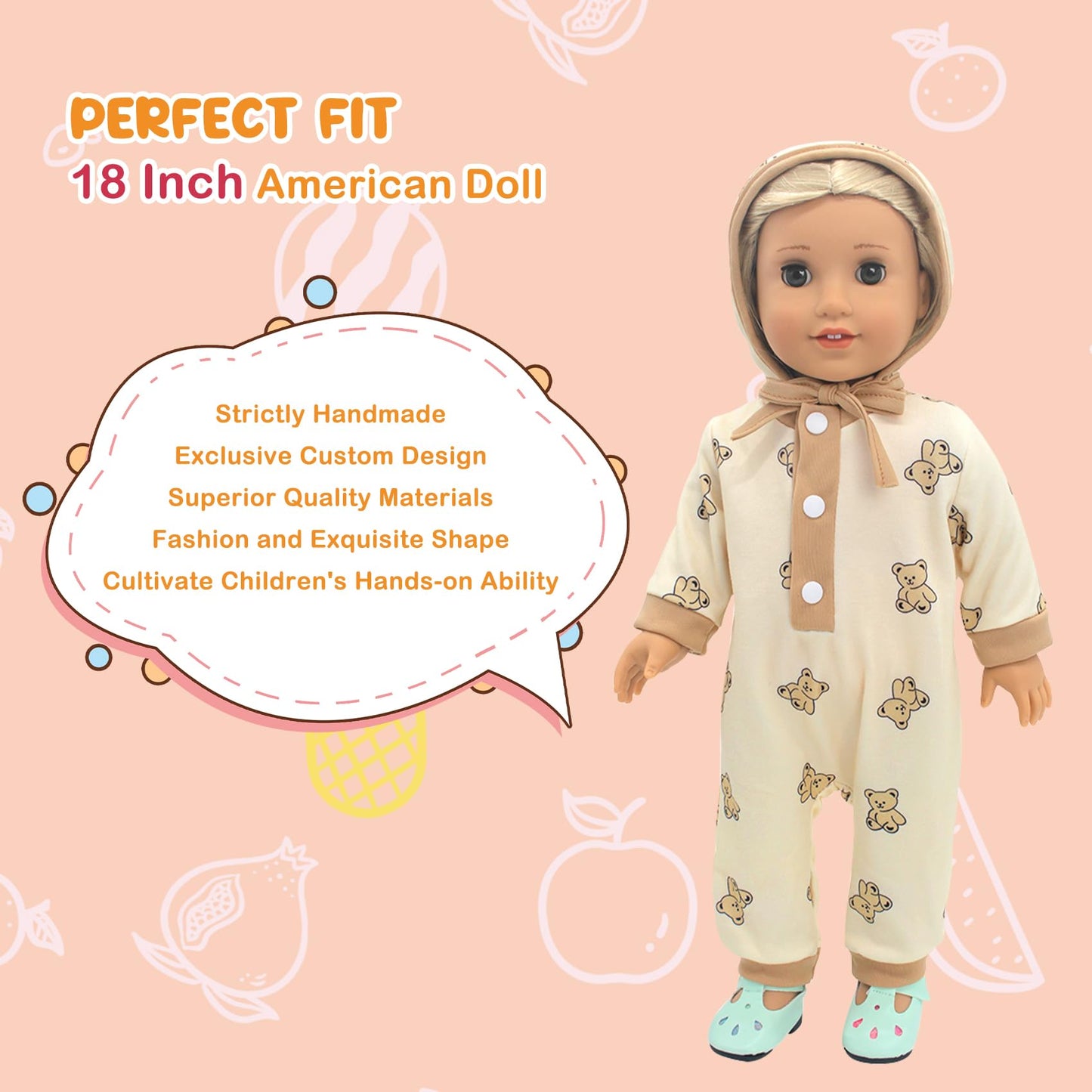 Dc-Beautiful 8 Pcs Dolls Clothes And Accessories For 18 Inch American Doll, Total 4 Complete Set Of Doll Clothing, Including Doll Outfit Dress Jumpsuit Hat Hairband