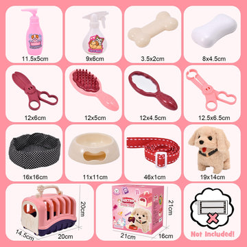 G.C 13Pcs Dog Toys For Kids Girls, Walking Barking Electronic Interactive Stuffed Dog Plush With Carrier & Accessories Toys Pretend Play Puppy Pet Care Playset, Gifts For Little Girls 3 4 5 6 Year Old