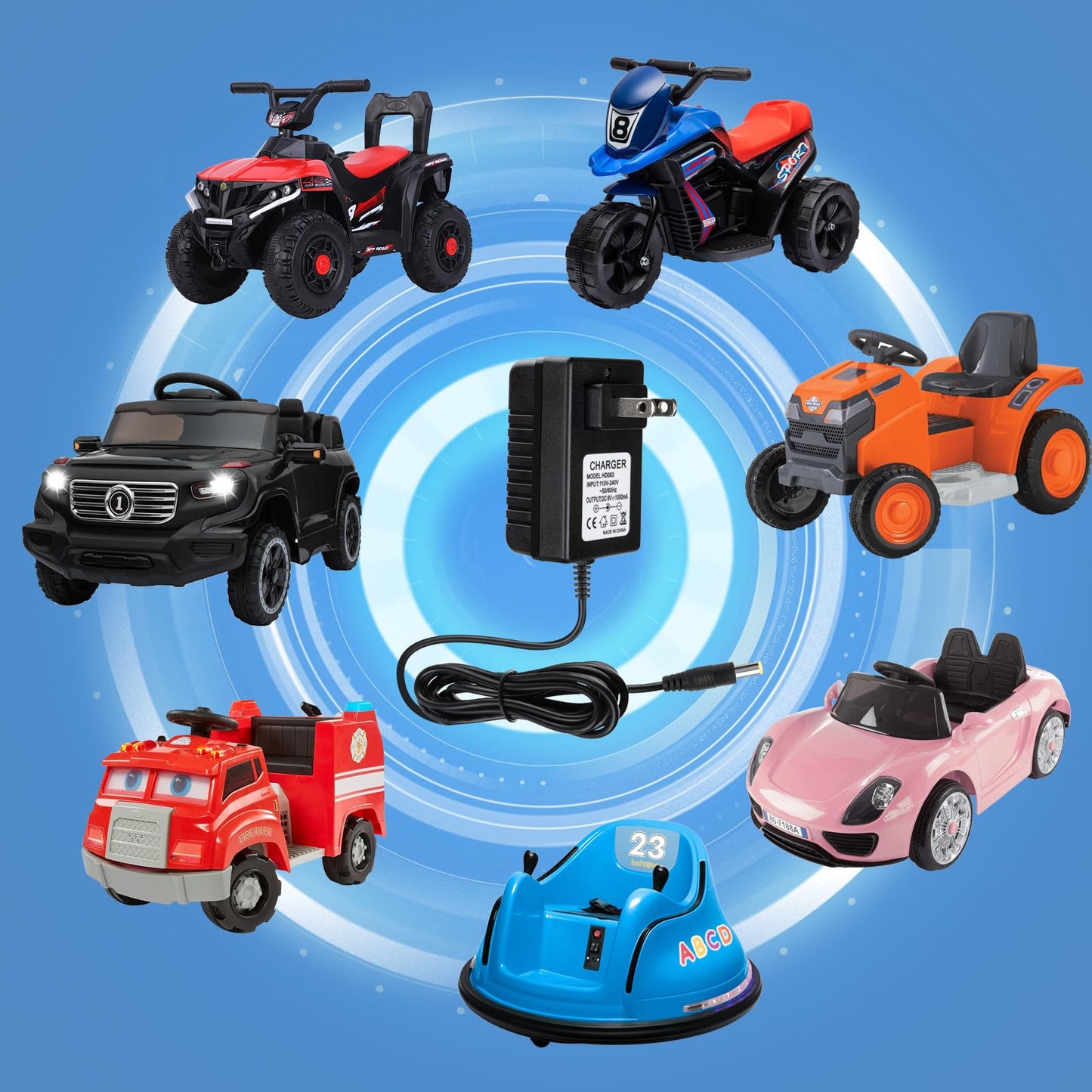 6V Charger For Kids Ride On Car Toys For Trax Toddler Quad Kidzone Bumper Toddler Quad6 Volt Battery Charger For Kid Ride On Toys Accessories 6Vcharger For Kidzone Bumper Car
