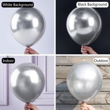 PartyWoo Metallic Silver Balloons, 12 Inch Rubber, 100 pcs for Wedding & Birthday Decorations, Silver-G102