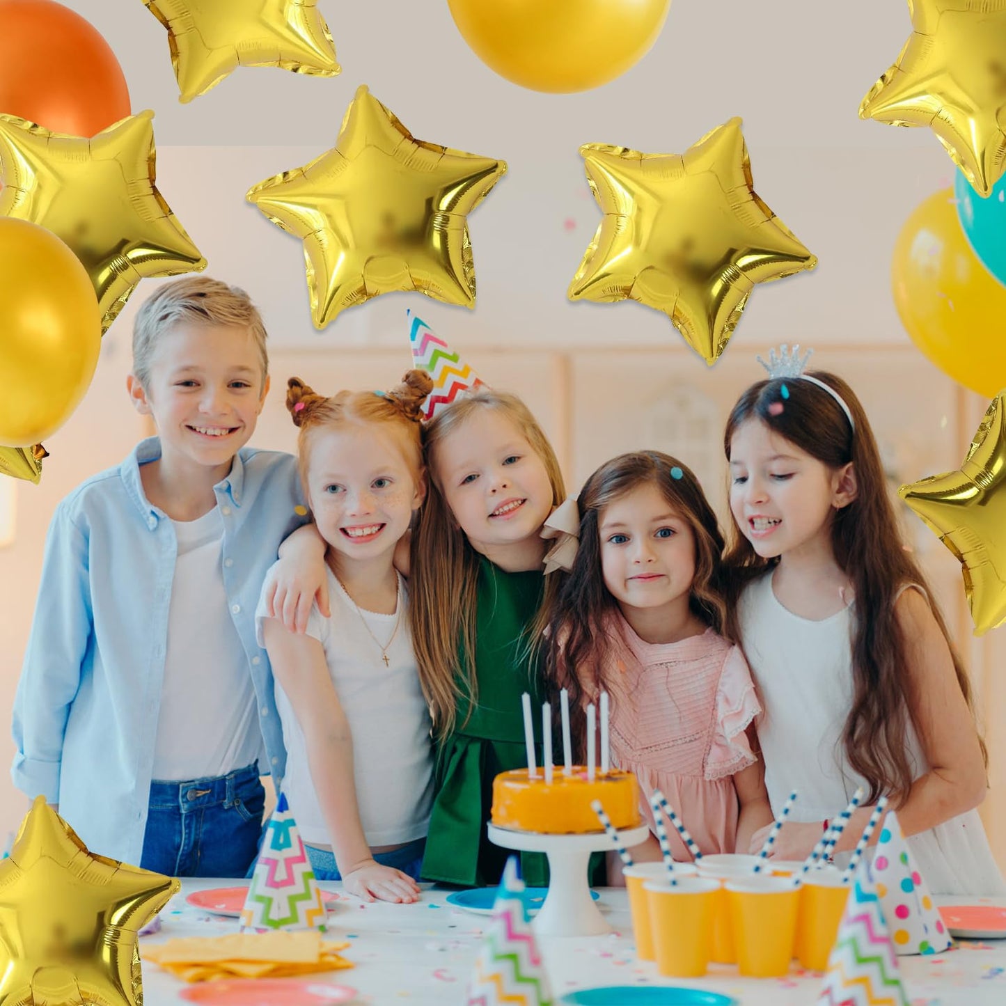 Gold Star Foil Balloons, 18 Inches Star Foil Balloons For Helium, 10 Pcs Gold Helium Birthday Balloons, Graduations Balloons Foi