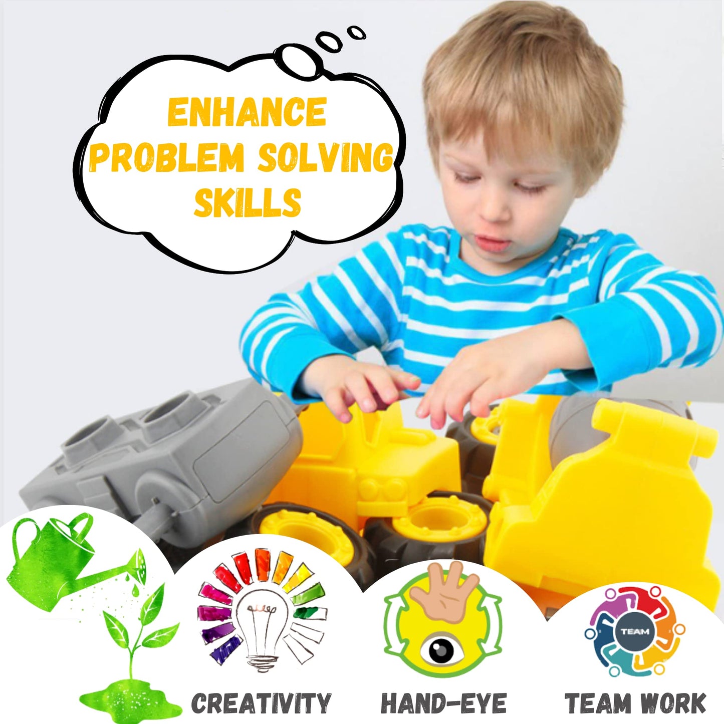 Cement Mixer Toy Truck for 3 + Years Old Kids Take Apart Toy with Screwdriver and Electric Drill Kids Construction Vehicle Toy E