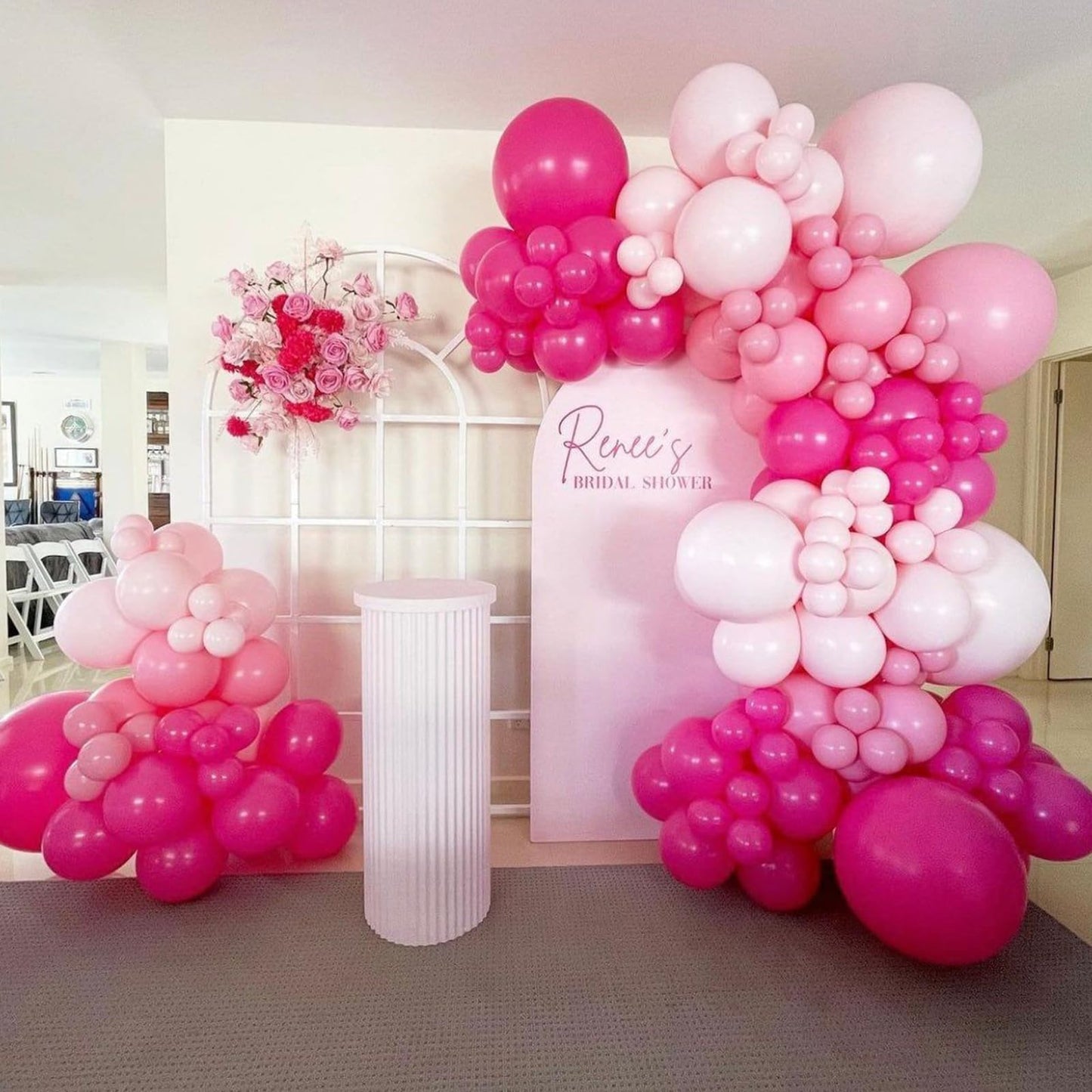 Pink Balloons, Pink And White Balloons, Pink Confetti Balloons Rose Gold Latex Balloons For Girls Birthday Baby Shower, Wedding