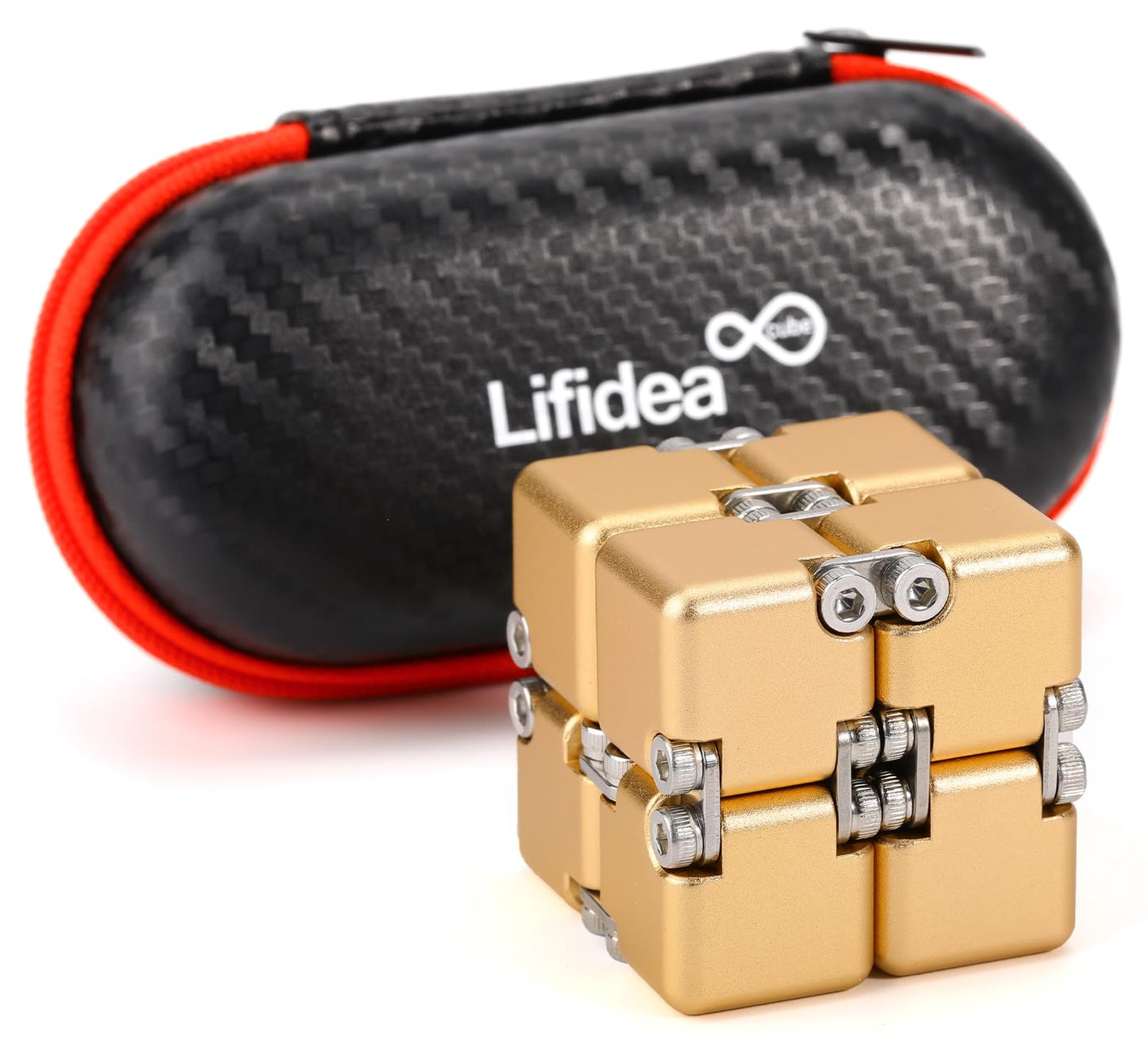 Lifidea Aluminum Alloy Metal Infinity Cube Fidget Cube (6 Colors) Handheld Fidget Toy Desk Toy With Cool Case Infinity Magic Cube Relieve Stress Anxiety Adhd Ocd For Kids And Adults (Gold)