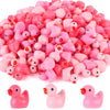 120pcs Mini Resin Ducks, Pink Tiny Miniature Ducks Figurines Small Duck Ornament Toys for Valentine's Day Gift Decoration Dollho