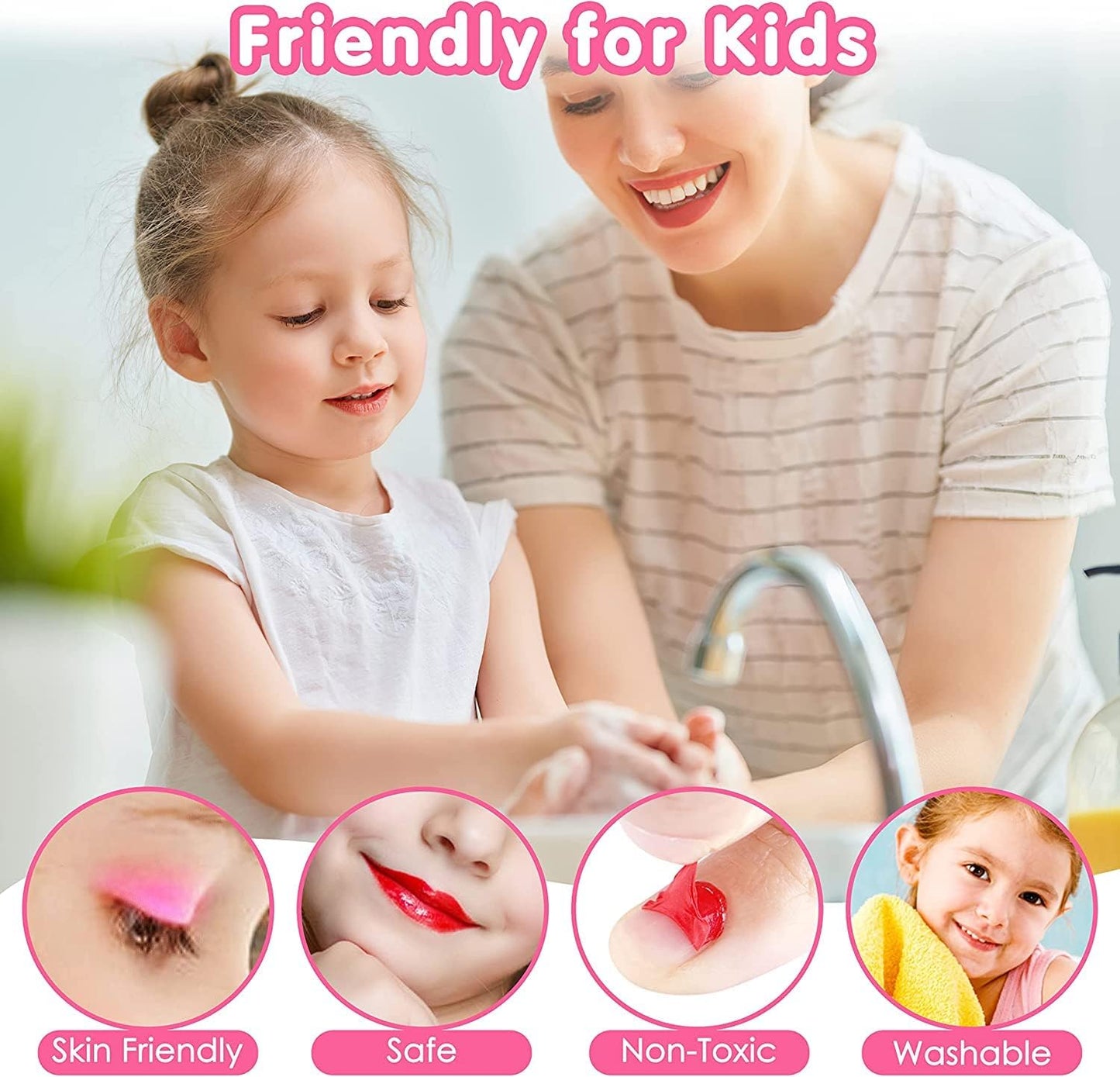 Kids Makeup Kit for Girls, Washable Makeup Set Toy, 23PCS Real Makeup Set, Safe & Non-Toxic Little Girls Makeup Kit Pretend Make