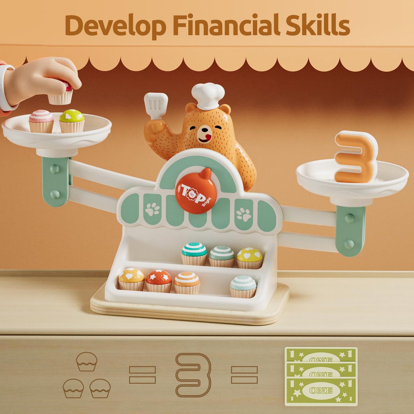 TOP BRIGHT Balance Math Game - STEM Educational Toy for Kids Age 3-5, Multicolored Counting Game for Preschool Learning