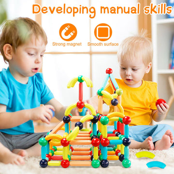 Magnetic Building Blocks Montessori Magnet Toys For Toddlers Kids, Preschool Learning Stem Sensory Toys For 3 Year Old Boys & Gi