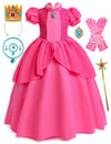 Isswya Princess Costume Kids Cosplay Princess Dress Halloween Birthday Party Dress Up Outfit 4-5Y