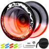 7YO Responsive Yoyo for Kids Beginners Dual Purpose Yoyo AOE Unresponsive Yoyo for Finger Spin Tricks Intermediate Play + 10 Yoyo Strings + Bearing Tool + Yoyo Case (Black Orange)