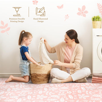 PopsyKosy Premium Baby Foam Play Mats - Non-Toxic 6ft x 4ft Crawling Mats - Soft, Waterproof, Baby Coral - 6 Interlocking Tiles