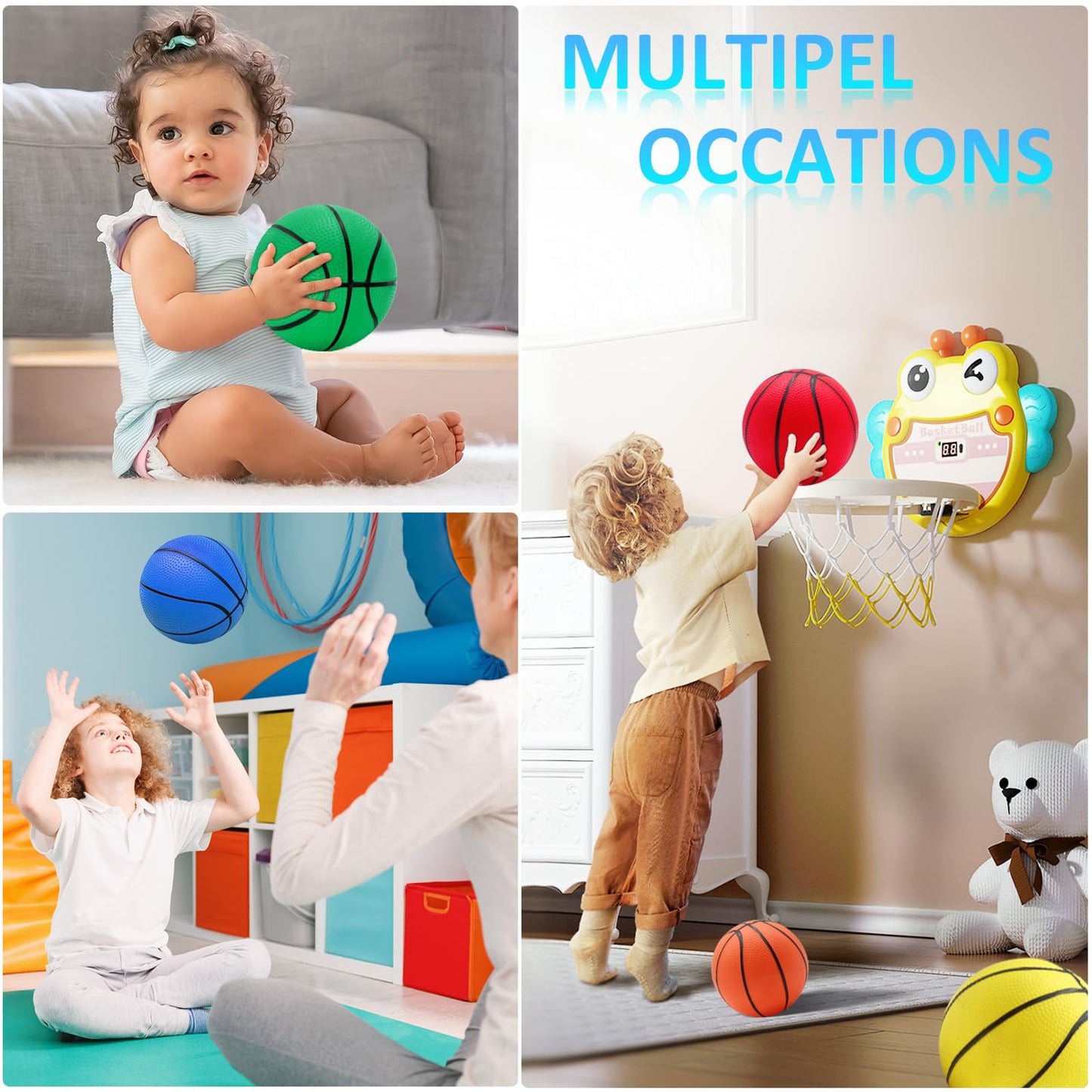 18Pcs 5'' Mini Basketball Balls Bulk Small Basketball Set, PVC Small Basketball for Over The Door Basketball Hoop Games Party Fa