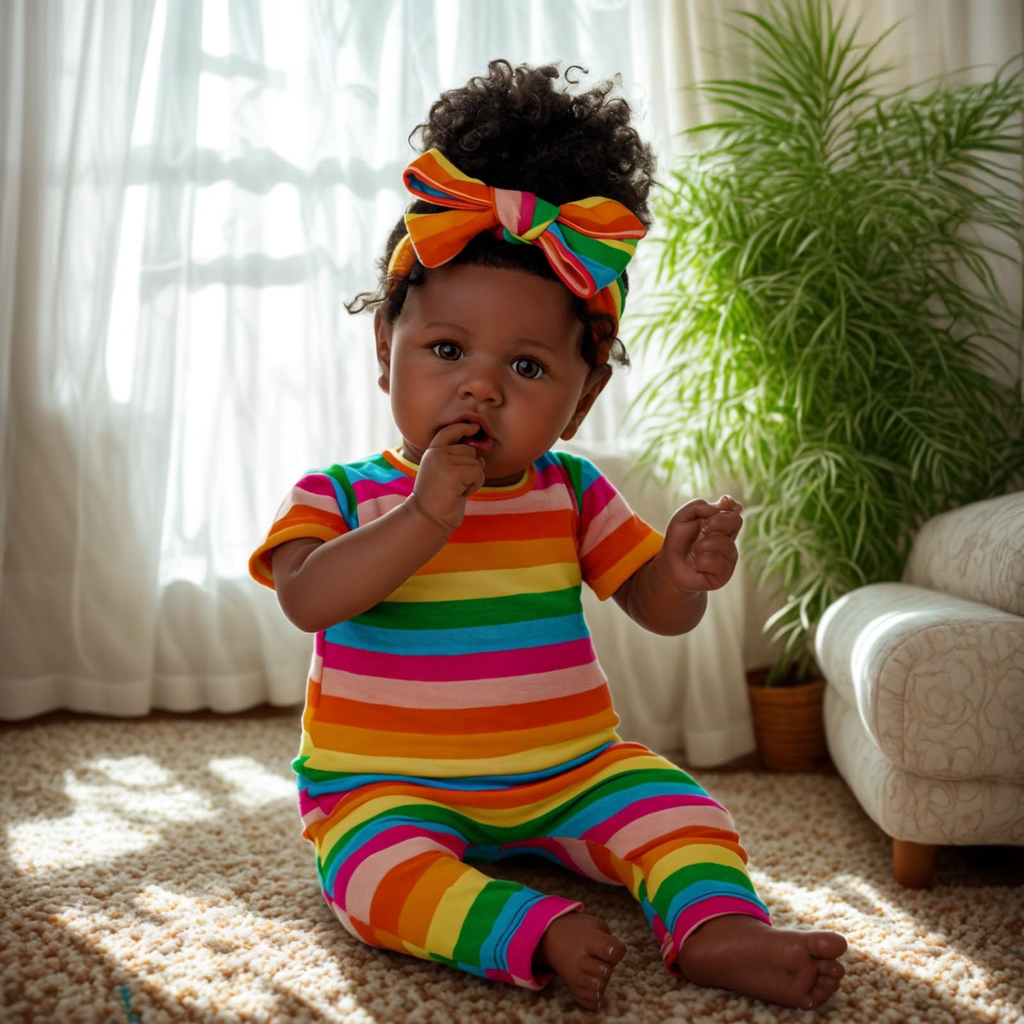 Jizhi Reborn Baby Dolls Black With Lifelike Soft Body African American Realistic-Newborn Girl Doll 22 Inch Best Birthday Gift Set And Toy Accessories Gift For Kids Age 3