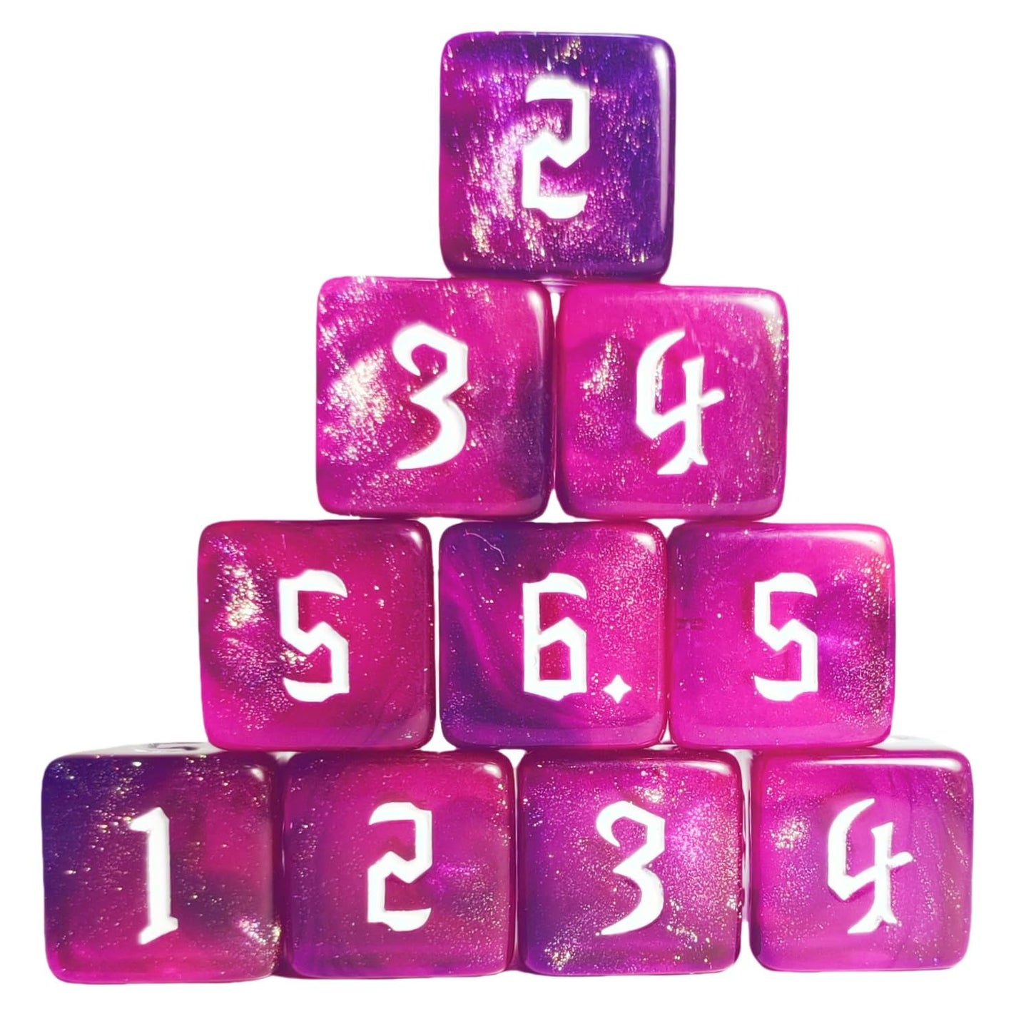 10 Pc D6 Dice 16Mm Acrylic Dice Set For Rpg Mtg Dnd Dice Table Games And Board Games (Pink)