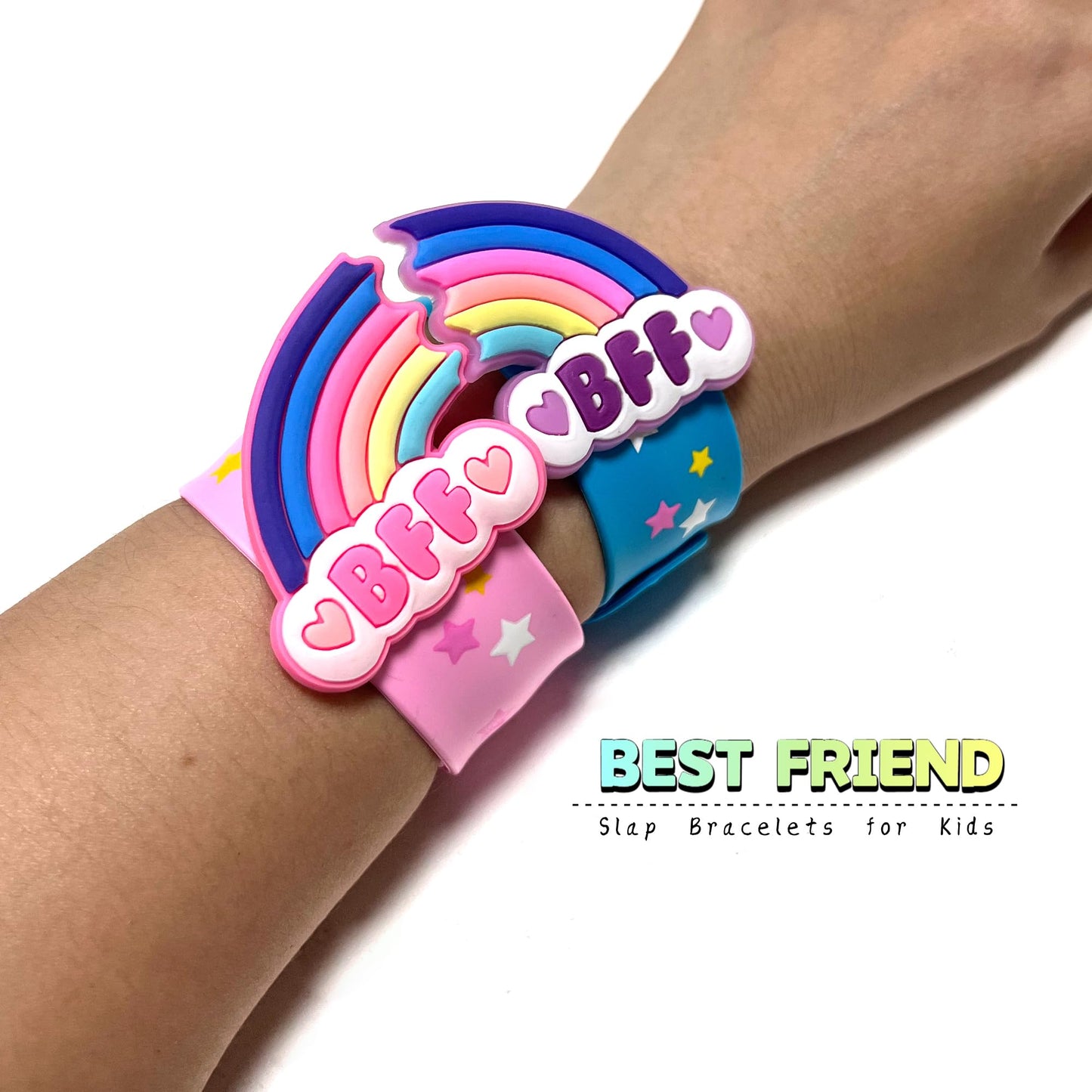 PAITUEND Friend Style Theme Slap Bracelets Party Favors-Cute Unicorn Rainbow Silicone Wristbands (6pack) for Boys & Girls Birthd