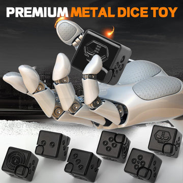 Cool Dice Infinity Cube Fidget Spinner Toy for Kid mature-themed 2-in-1 Metal Fidget Block Finger Gyro Toy Magnetic Desktop Toy Gift for Men Father Boy (Black)