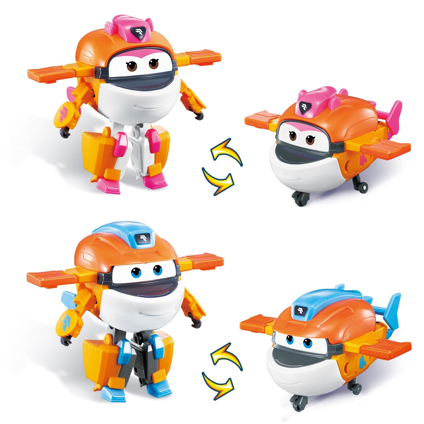 Super Wings Transformable Toys Playset, 5 in Taki and Tiki Airplane Transforming Figures Toys Set, 2 in 1 Mode Rescue Bots Toy f